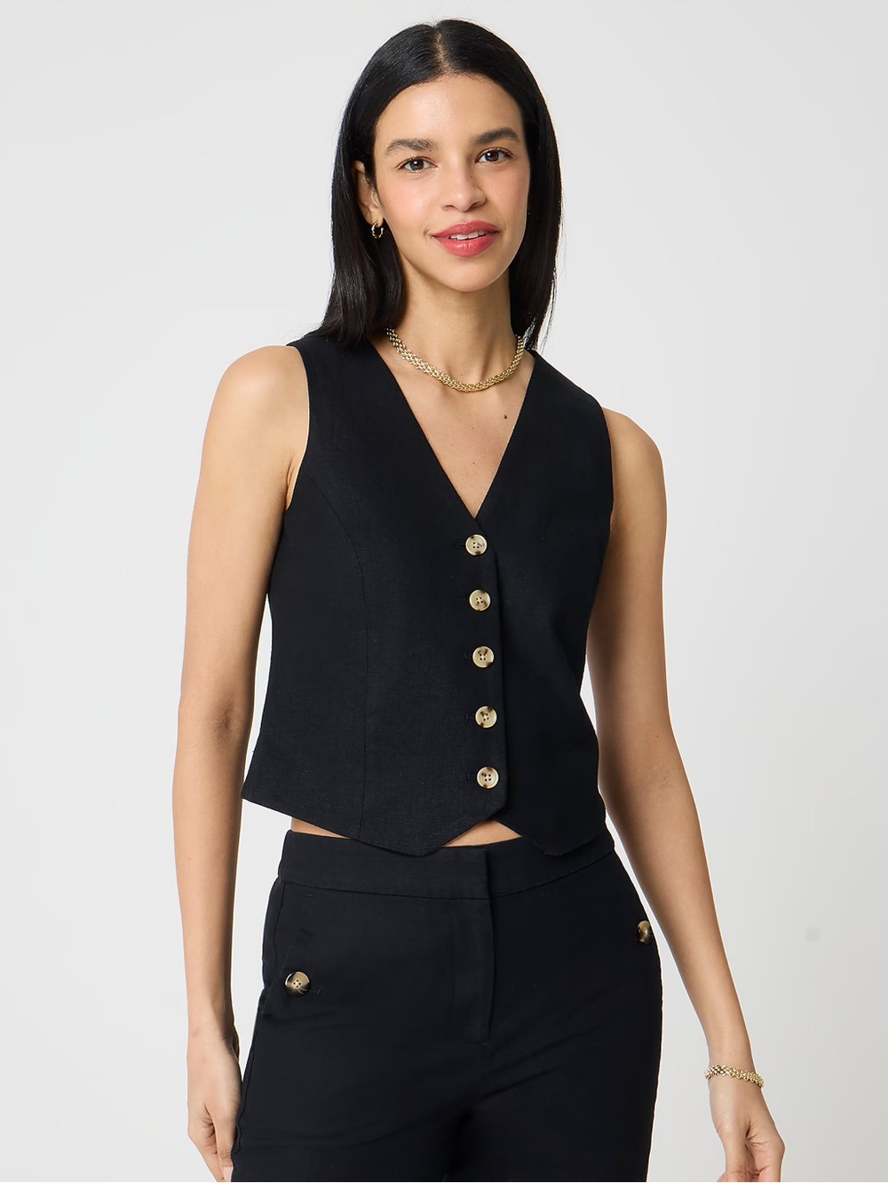 J. Crew Linen Blend Button-front Vest